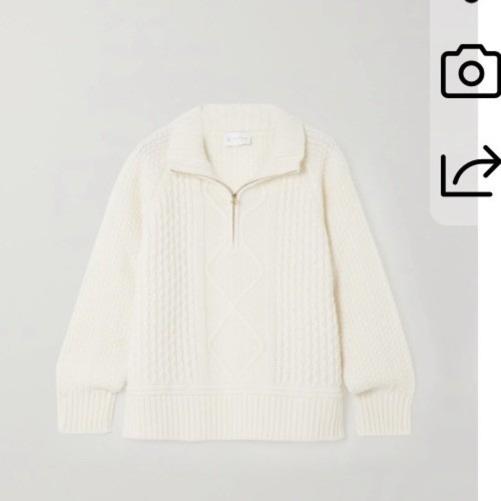 We Norwegians Chunky Knit Fair Isle Merino Wool Blend Half zip Sweater Beige - S - Picture 8 of 8